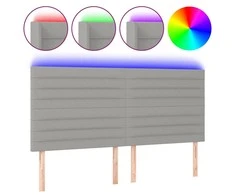 Galvūgalis su LED, šviesiai pilkas, 160x5x118/128cm, audinys
