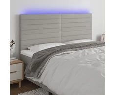 Galvūgalis su LED, šviesiai pilkas, 160x5x118/128cm, audinys