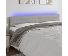 Galvūgalis su LED, šviesiai pilkas, 160x5x78/88cm, audinys