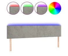 Galvūgalis su LED, šviesiai pilkas, 160x5x78/88cm, aksomas