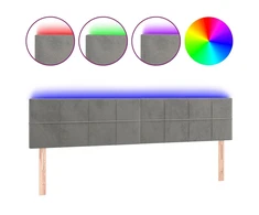 Galvūgalis su LED, šviesiai pilkas, 160x5x78/88cm, aksomas