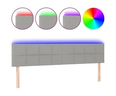 Galvūgalis su LED, šviesiai pilkas, 160x5x78/88cm, audinys