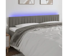 Galvūgalis su LED, šviesiai pilkas, 160x5x78/88cm, aksomas