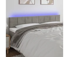 Galvūgalis su LED, šviesiai pilkas, 160x5x78/88cm, aksomas