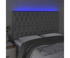 Galvūgalis su LED, šviesiai pilkas, 160x7x118/128cm, audinys