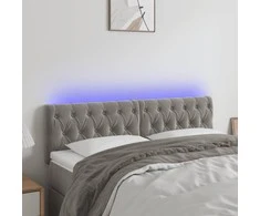 Galvūgalis su LED, šviesiai pilkas, 160x7x78/88cm, aksomas
