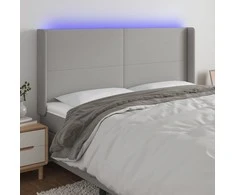 Galvūgalis su LED, šviesiai pilkas, 163x16x118/128cm, audinys