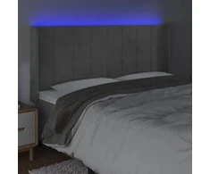 Galvūgalis su LED, šviesiai pilkas, 163x16x118/128cm, aksomas