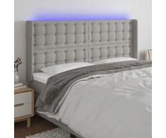 Galvūgalis su LED, šviesiai pilkas, 163x16x118/128cm, audinys