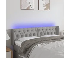 Galvūgalis su LED, šviesiai pilkas, 163x16x78/88cm, audinys