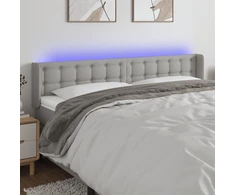 Galvūgalis su LED, šviesiai pilkas, 163x16x78/88cm, audinys