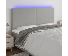 Galvūgalis su LED, šviesiai pilkas, 180x5x118/128cm, audinys