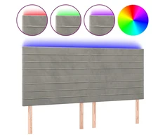 Galvūgalis su LED, šviesiai pilkas, 180x5x118/128cm, aksomas