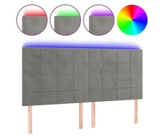 Galvūgalis su LED, šviesiai pilkas, 180x5x118/128cm, aksomas