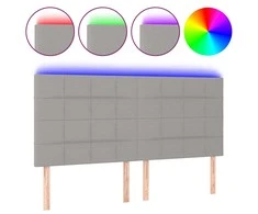 Galvūgalis su LED, šviesiai pilkas, 180x5x118/128cm, audinys