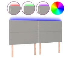 Galvūgalis su LED, šviesiai pilkas, 180x5x118/128cm, audinys