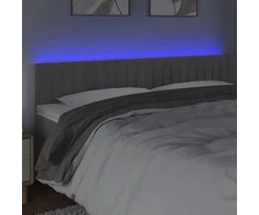 Galvūgalis su LED, šviesiai pilkas, 180x5x78/88cm, aksomas