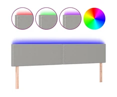 Galvūgalis su LED, šviesiai pilkas, 180x5x78/88cm, audinys