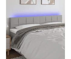 Galvūgalis su LED, šviesiai pilkas, 180x5x78/88cm, audinys