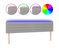 Galvūgalis su LED, šviesiai pilkas, 180x5x78/88cm, audinys