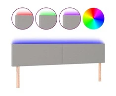 Galvūgalis su LED, šviesiai pilkas, 180x5x78/88cm, audinys