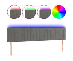 Galvūgalis su LED, šviesiai pilkas, 180x5x78/88cm, aksomas