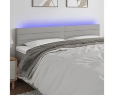 Galvūgalis su LED, šviesiai pilkas, 180x5x78/88cm, audinys