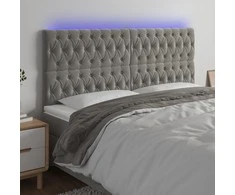 Galvūgalis su LED, šviesiai pilkas, 180x7x118/128cm, aksomas