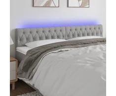 Galvūgalis su LED, šviesiai pilkas, 180x7x78/88cm, audinys