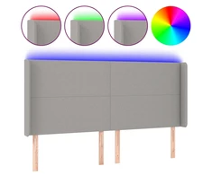 Galvūgalis su LED, šviesiai pilkas, 183x16x118/128/128cm