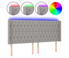 Galvūgalis su LED, šviesiai pilkas, 183x16x118/128/128cm