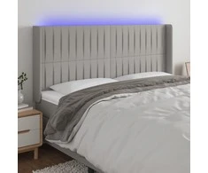 Galvūgalis su LED, šviesiai pilkas, 183x16x118/128/128cm