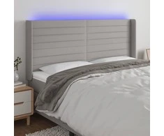 Galvūgalis su LED, šviesiai pilkas, 183x16x118/128/128cm