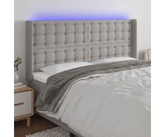 Galvūgalis su LED, šviesiai pilkas, 183x16x118/128/128cm