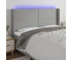 Galvūgalis su LED, šviesiai pilkas, 183x16x118/128/128cm