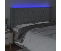 Galvūgalis su LED, šviesiai pilkas, 183x16x118/128/128cm