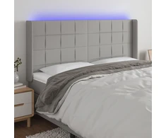 Galvūgalis su LED, šviesiai pilkas, 183x16x118/128/128cm