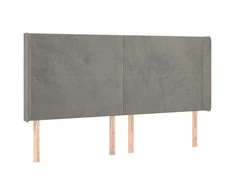 Galvūgalis su LED, šviesiai pilkas, 183x16x118/128cm, aksomas