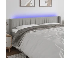 Galvūgalis su LED, šviesiai pilkas, 183x16x78/88cm, audinys