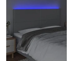 Galvūgalis su LED, šviesiai pilkas, 200x5x118/128cm, audinys