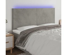 Galvūgalis su LED, šviesiai pilkas, 200x5x118/128cm, aksomas