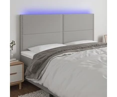Galvūgalis su LED, šviesiai pilkas, 200x5x118/128cm, audinys