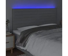 Galvūgalis su LED, šviesiai pilkas, 200x5x118/128cm, audinys
