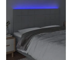 Galvūgalis su LED, šviesiai pilkas, 200x5x118/128cm, audinys