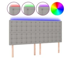 Galvūgalis su LED, šviesiai pilkas, 200x5x118/128cm, audinys