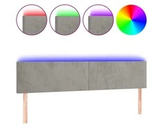 Galvūgalis su LED, šviesiai pilkas, 200x5x78/88cm, aksomas