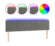 Galvūgalis su LED, šviesiai pilkas, 200x5x78/88cm, aksomas