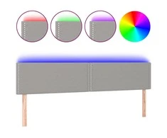 Galvūgalis su LED, šviesiai pilkas, 200x5x78/88cm, audinys