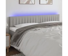 Galvūgalis su LED, šviesiai pilkas, 200x5x78/88cm, audinys
