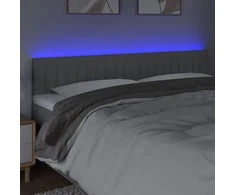 Galvūgalis su LED, šviesiai pilkas, 200x5x78/88cm, audinys